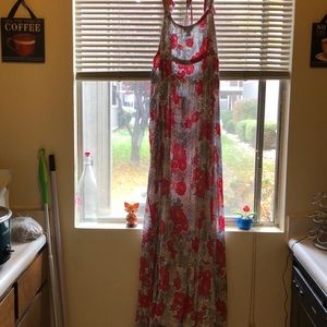 Flower print long dress